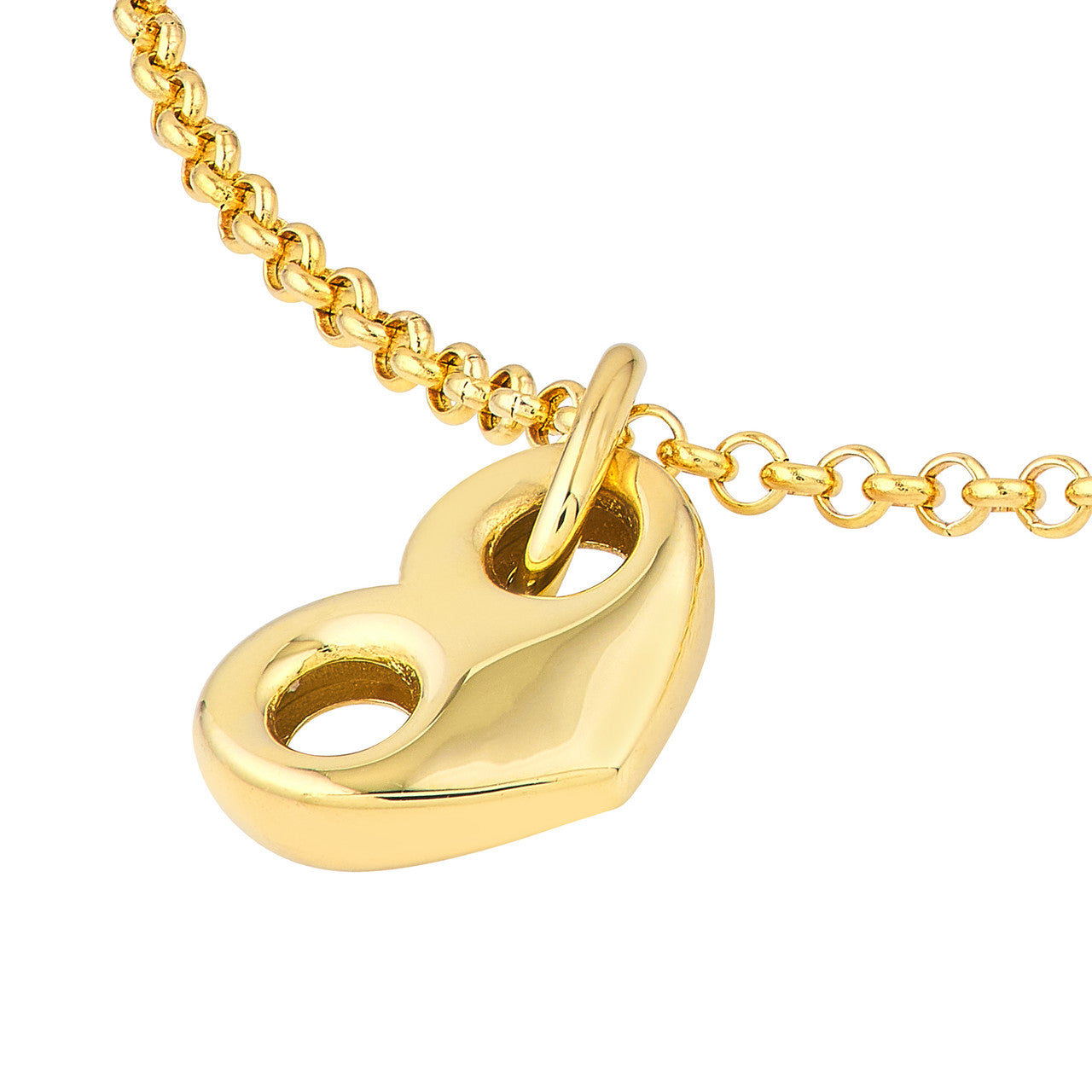 Puff Mariner Heart Charm 14K Yellow Gold