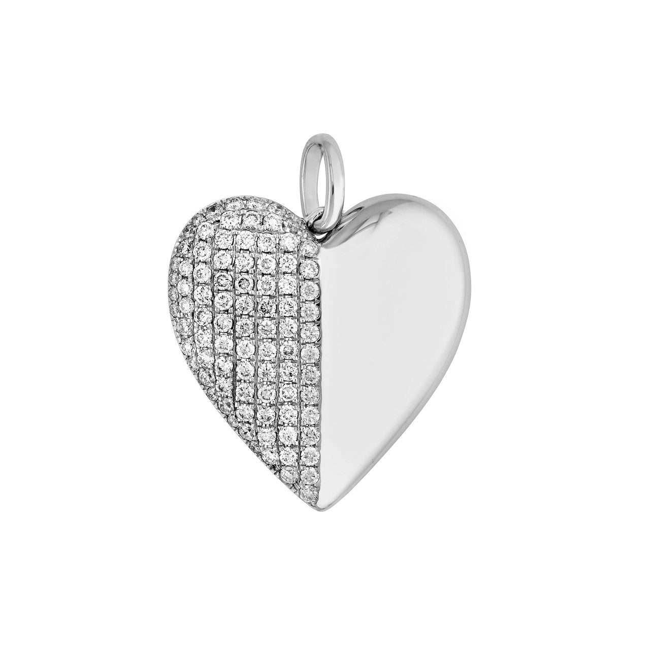 50/50 Diamond Pavé Heart Pendant 14K Gold