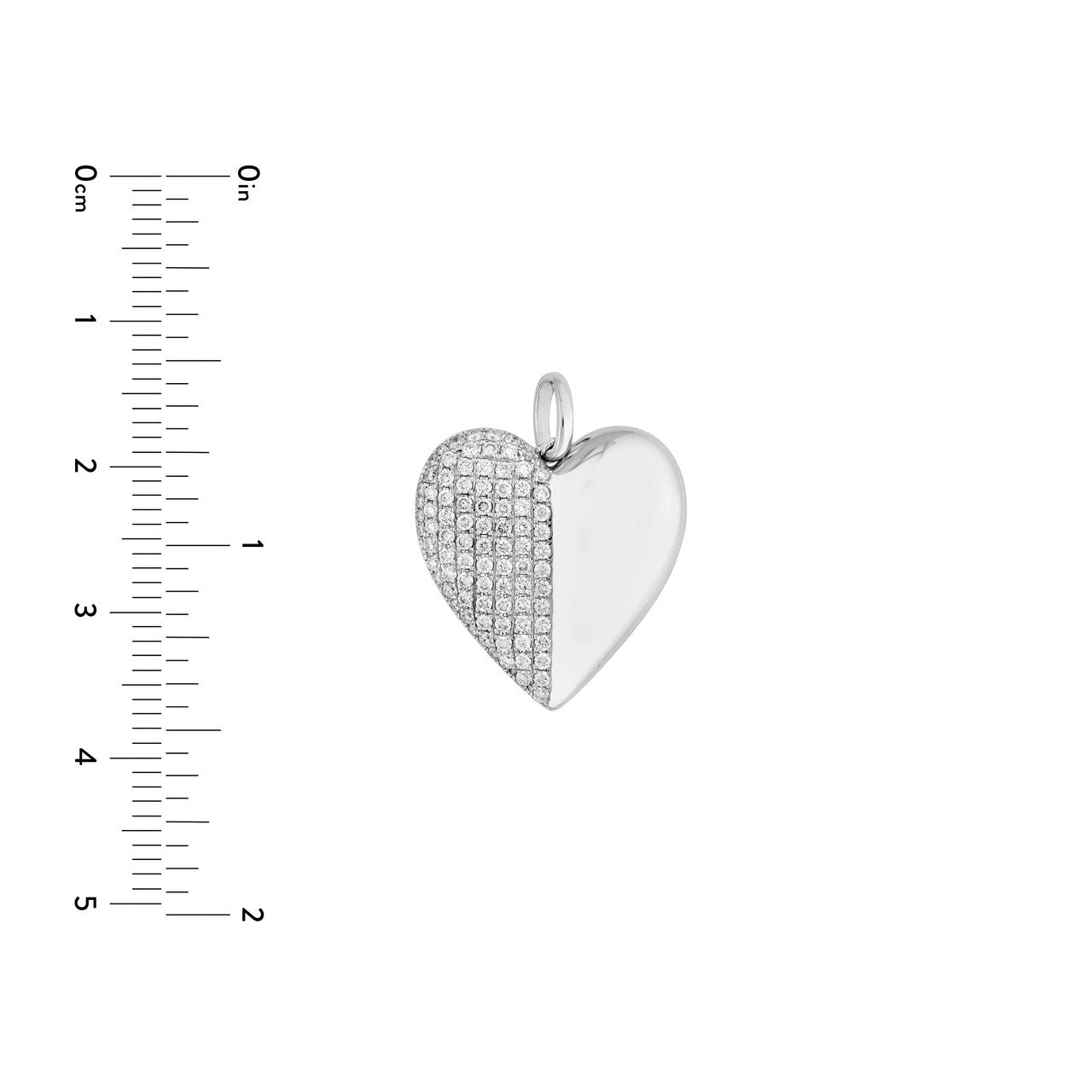 50/50 Diamond Pavé Heart Pendant 14K Gold