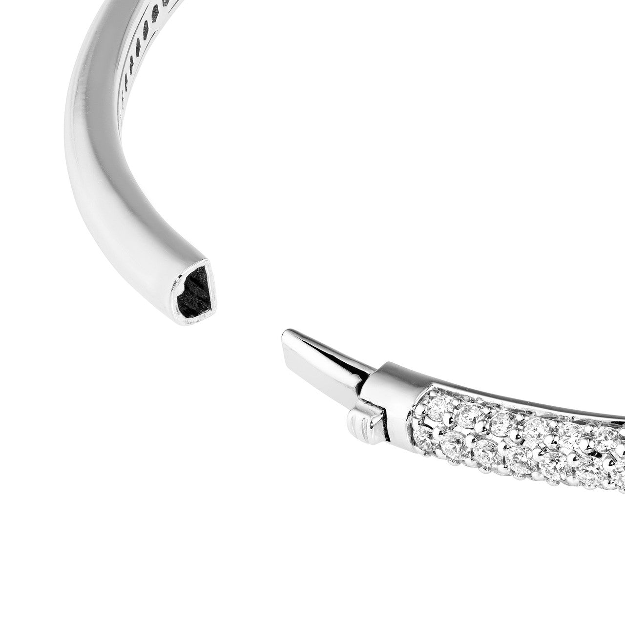 Diamond Pave Teardrop Bypass Bangle "The Puffy" in 14K White Gold