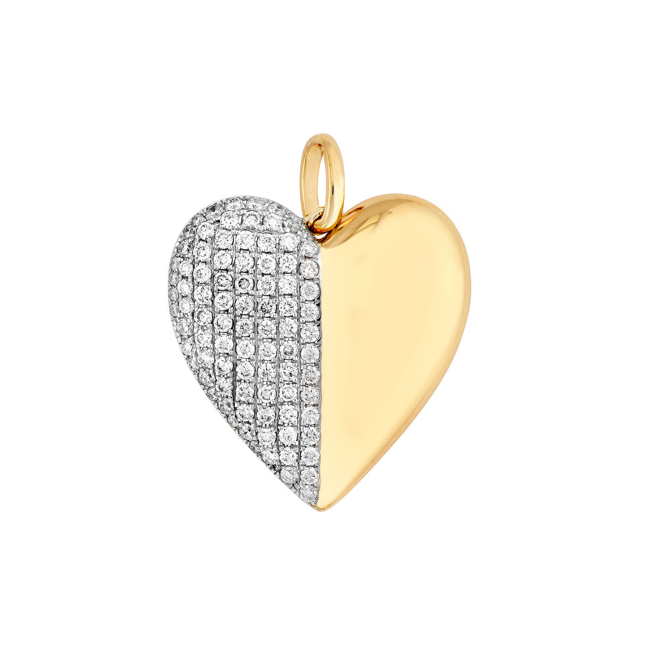 50/50 Diamond Pavé Heart Pendant 14K Gold