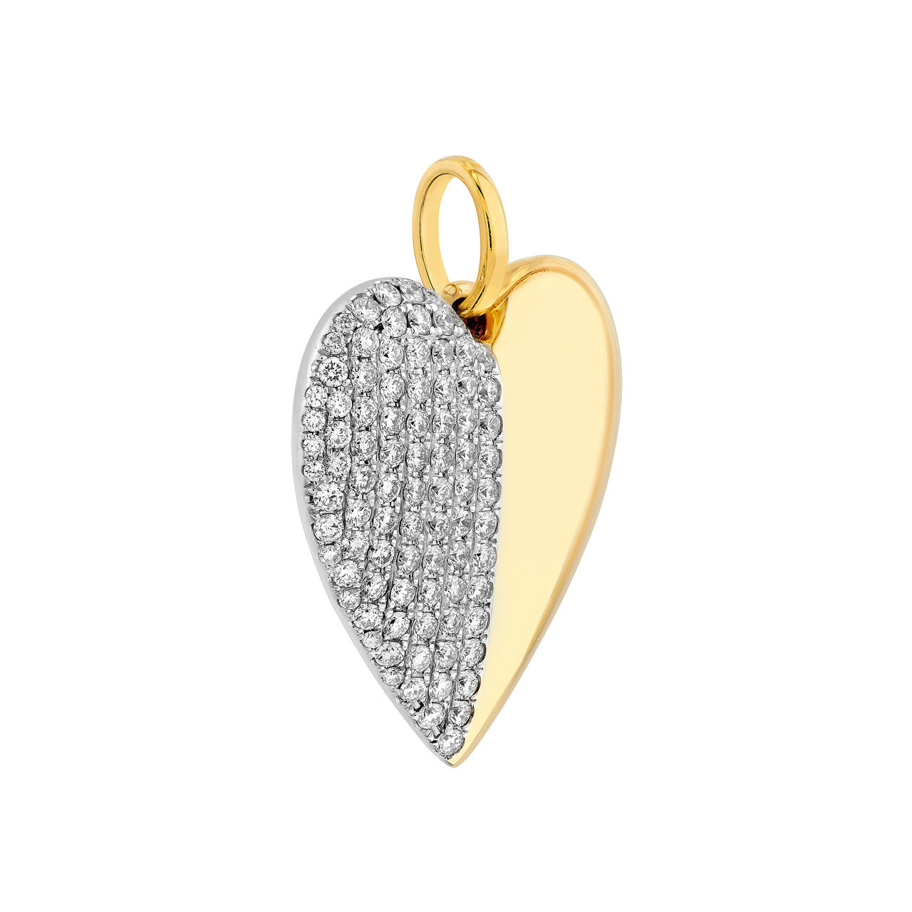 50/50 Diamond Pavé Heart Pendant 14K Gold