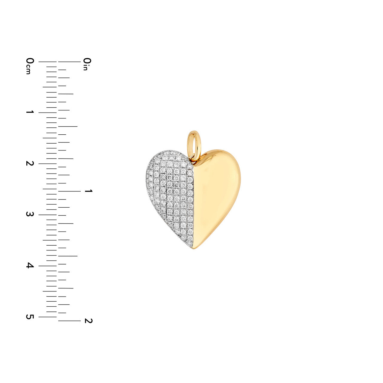 50/50 Diamond Pavé Heart Pendant 14K Gold