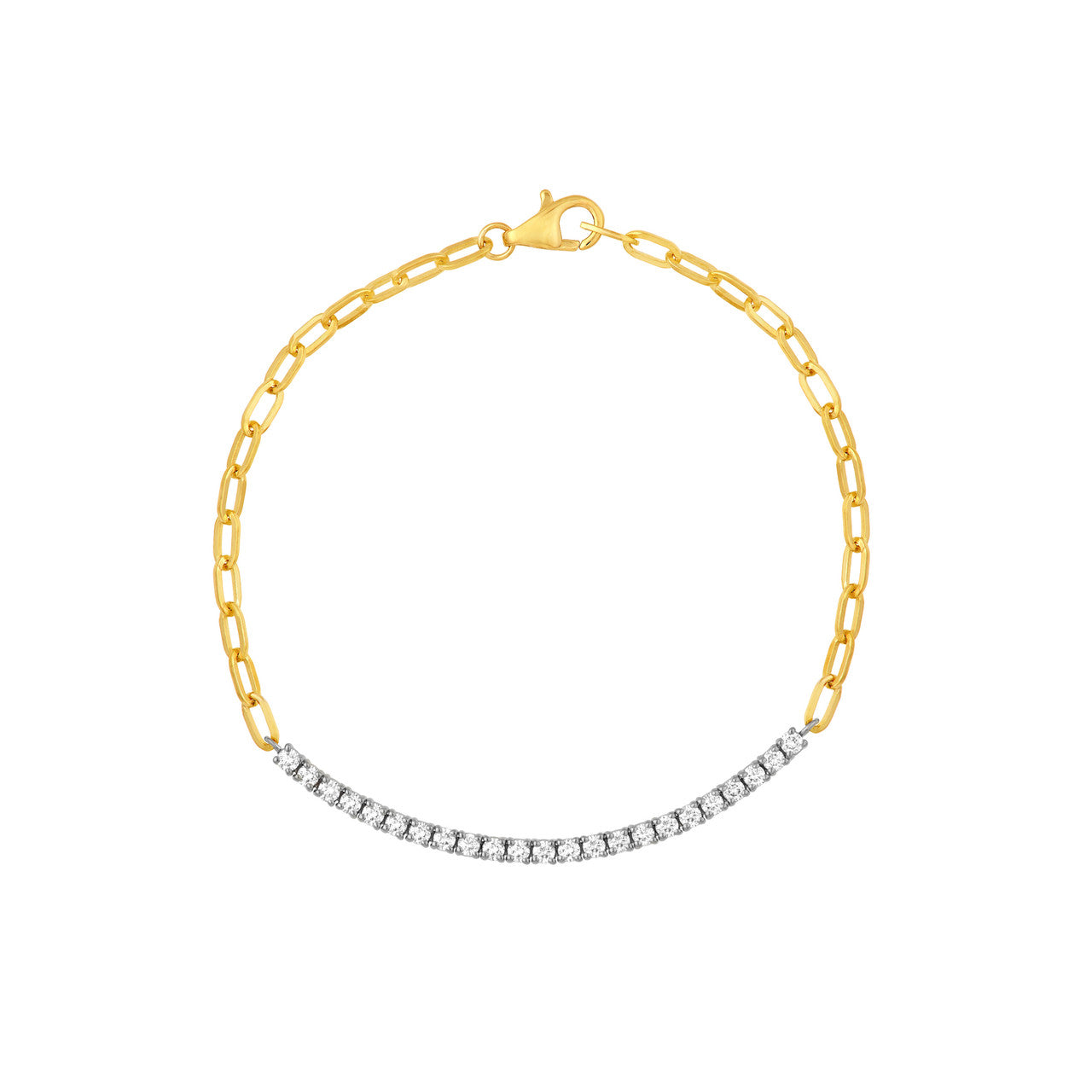3/4 CTW Diamond Paper Clip Bracelet 14K Two-Tone Gold