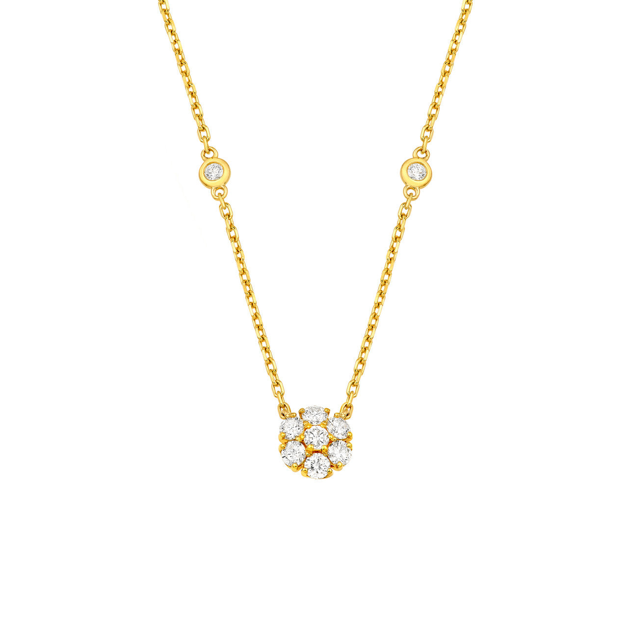 3/4 CTW Diamond Flower Necklace 14K Gold