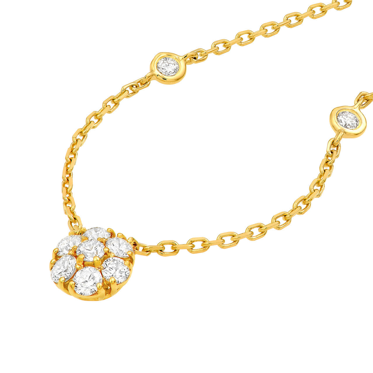 3/4 CTW Diamond Flower Necklace 14K Gold