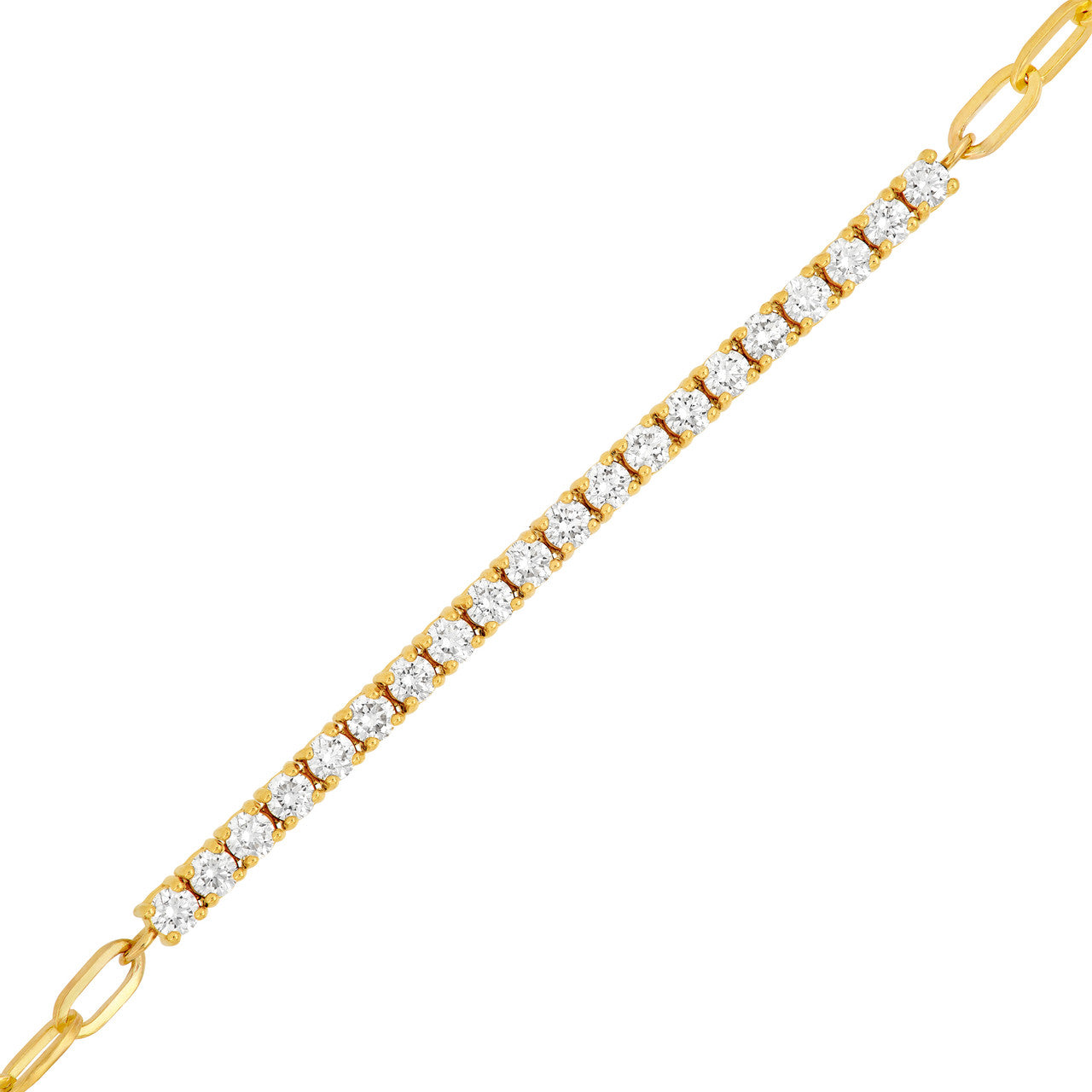 1.0 CTW Diamond Paper Clip Bracelet 14K Yellow Gold