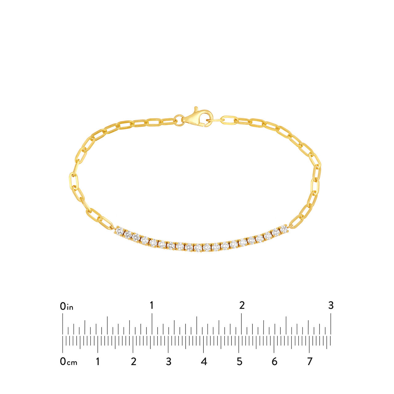 1.0 CTW Diamond Paper Clip Bracelet 14K Yellow Gold