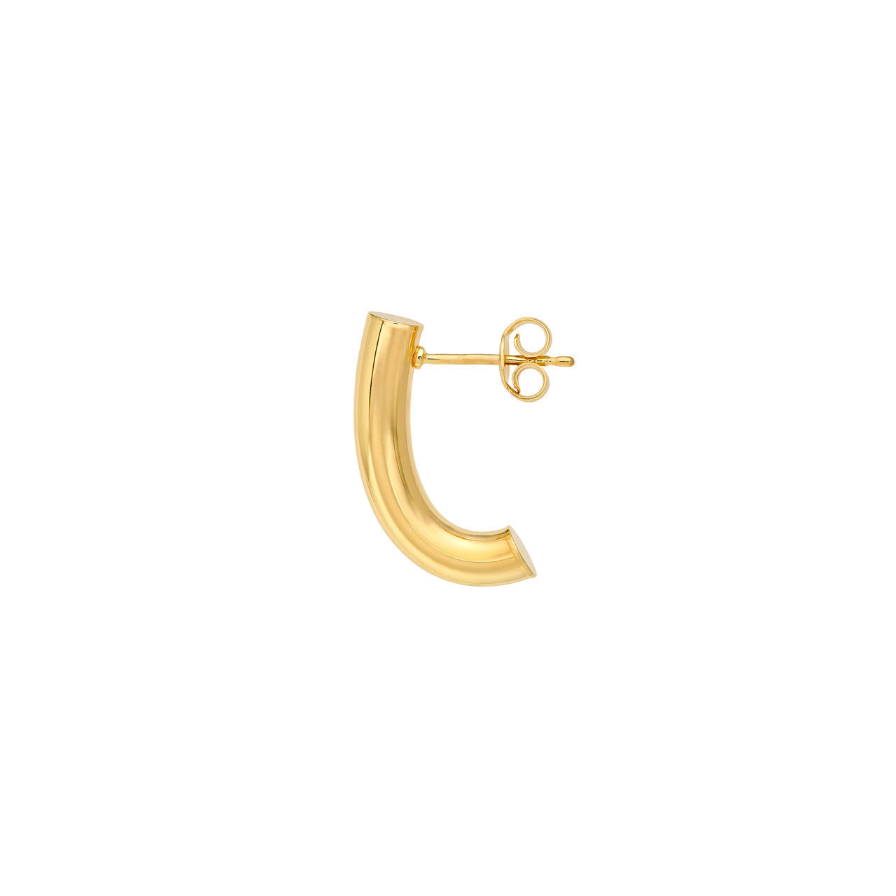 Small Round J Hoop Earrings 14K Yellow Gold