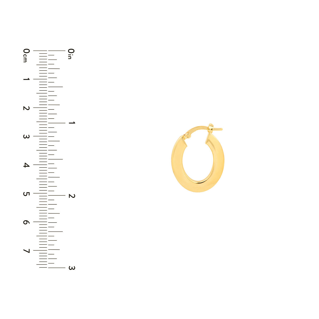 Rectangular Tube Oval Hoop Earrings 14K Yellow Gold