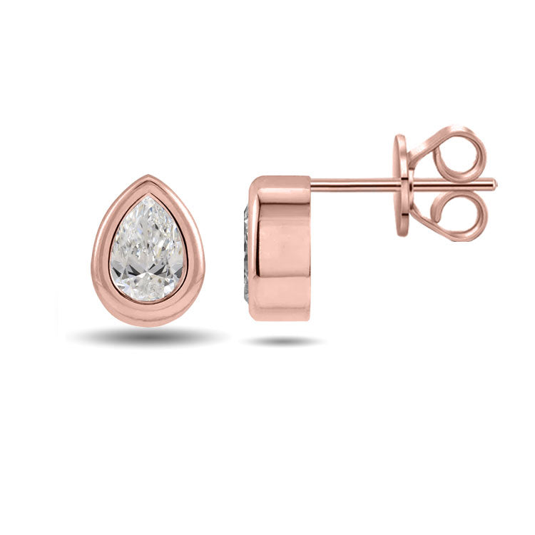 Bezel Pear Cut Stud Earrings 0.75CTW to 2.00CTW (Lab-Grown Diamonds)