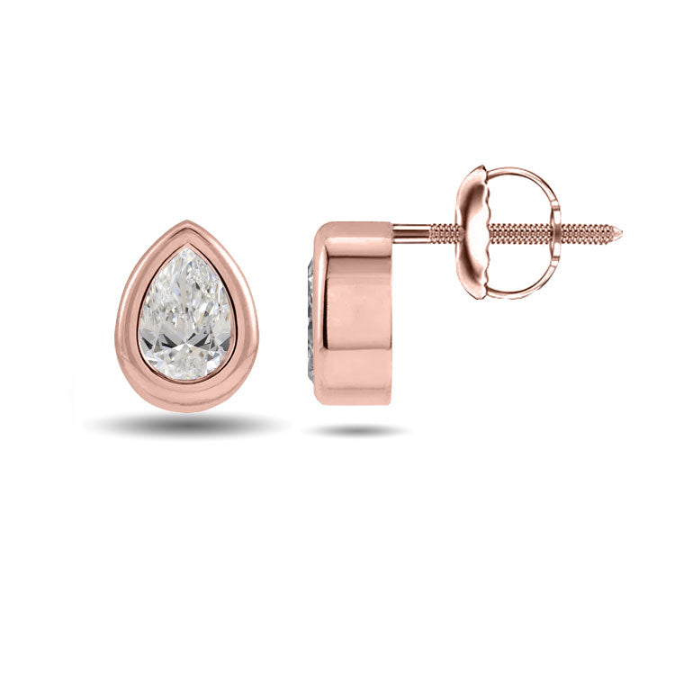 Bezel Pear Cut Stud Earrings 0.75CTW to 2.00CTW (Lab-Grown Diamonds)