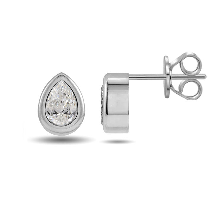 Bezel Pear Cut Stud Earrings 0.75CTW to 2.00CTW (Lab-Grown Diamonds)