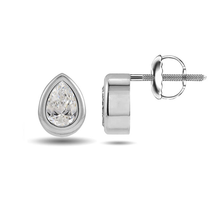 Bezel Pear Cut Stud Earrings 0.75CTW to 2.00CTW (Lab-Grown Diamonds)