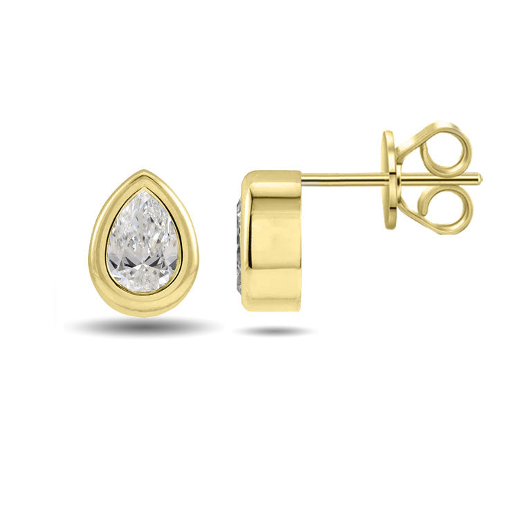 Bezel Pear Cut Stud Earrings 0.75CTW to 2.00CTW (Lab-Grown Diamonds)